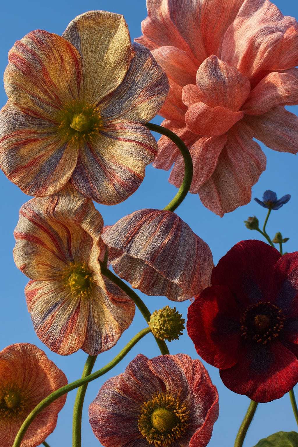 Alcova x Heimtextil, images created using  ChatGPT 4.0, with various prompts revolving around this year's trend directions