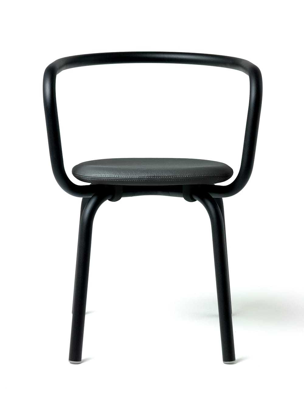 Emeco Parrish furniture - chair, black frame with grey uphostered seat