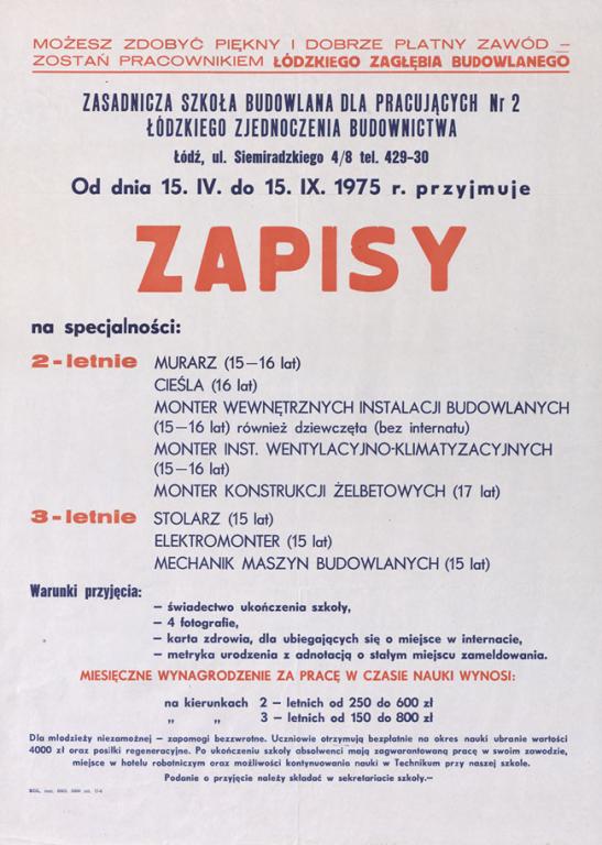 Ogłoszenie ZSB (1975). fot. Materiały prasowe