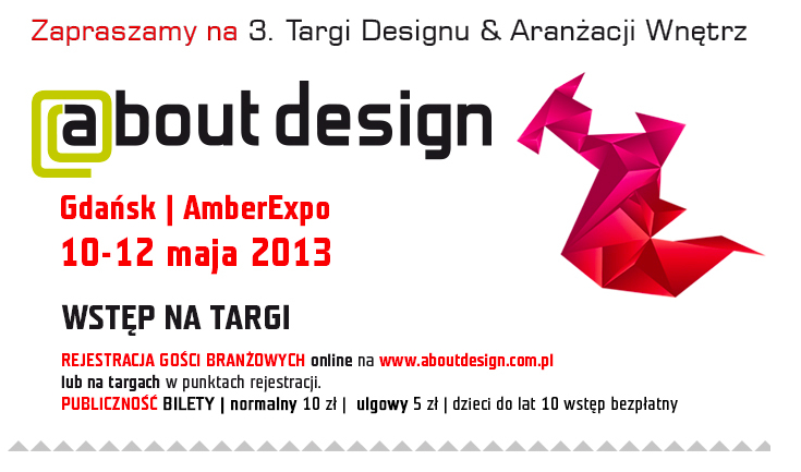 Trzecia edycja Targów Designu i Aranżacji Wnętrz About Design  odbędzie się w Centrum Wystawienniczo-Kongresowym AmberExpo.