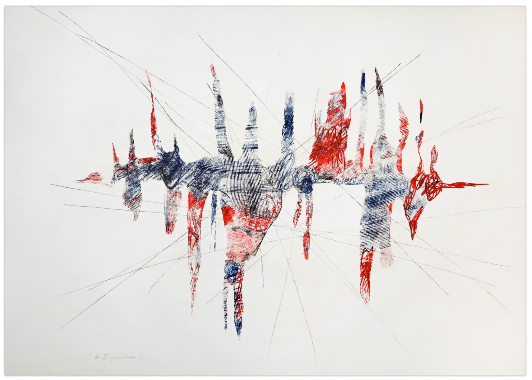 Praca Zofii Artymowskiej „Monotypia (Bagdad)”, 1962, prezentowana przez galerię Aspekty podczas Art Warsaw Miodowa